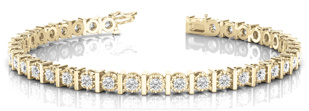 18K Yellow Gold 1/2 ct Diamond Bar Bracelet