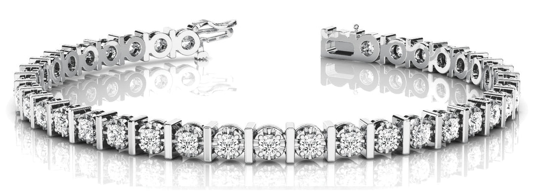 Platinum 2ctw Round Diamond In-Line Bar Bracelet