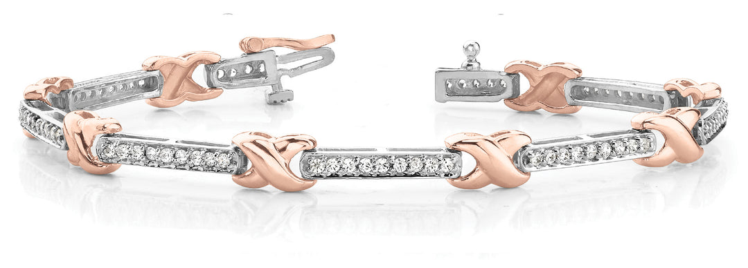 14K Rose Gold 2ctw Round Diamond Fashion Bracelet