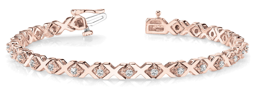 14K Rose Gold Diamond In-Line Bracelet