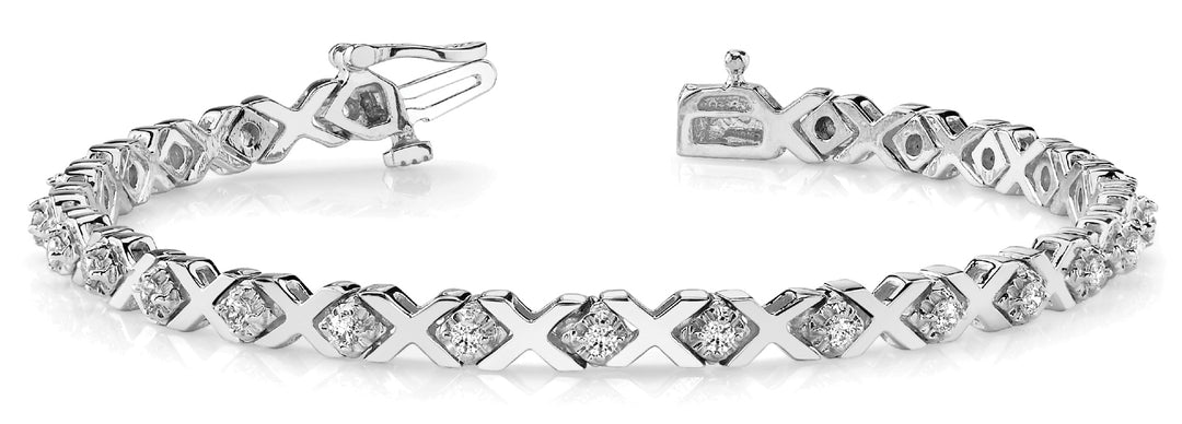Platinum White Diamond In-Line Fashion Bracelet