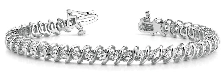 Platinum 2ctw Round Diamond S-Link Fashion Bracelet