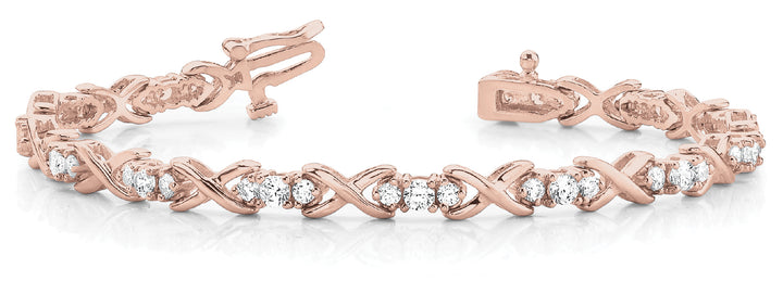 14K Rose Gold Round Diamond In-Line Bracelet