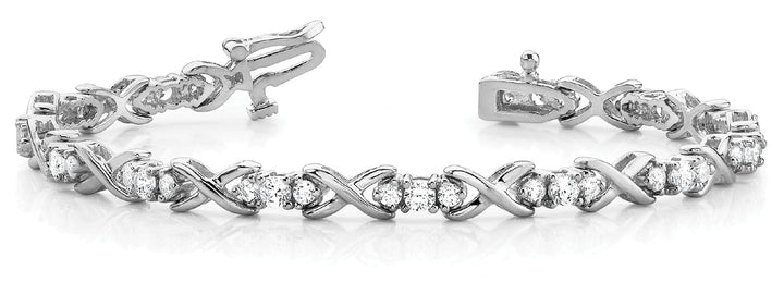14K White Gold Diamond In-Line Fashion Bracelet