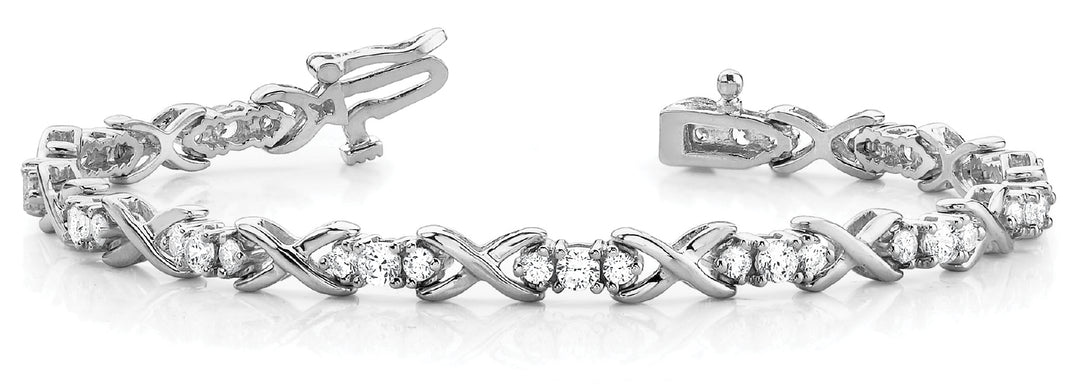 18K White Gold Round Diamond Fashion Bracelet