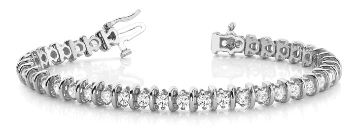 Platinum 1ctw Round Diamond Bar Bracelet