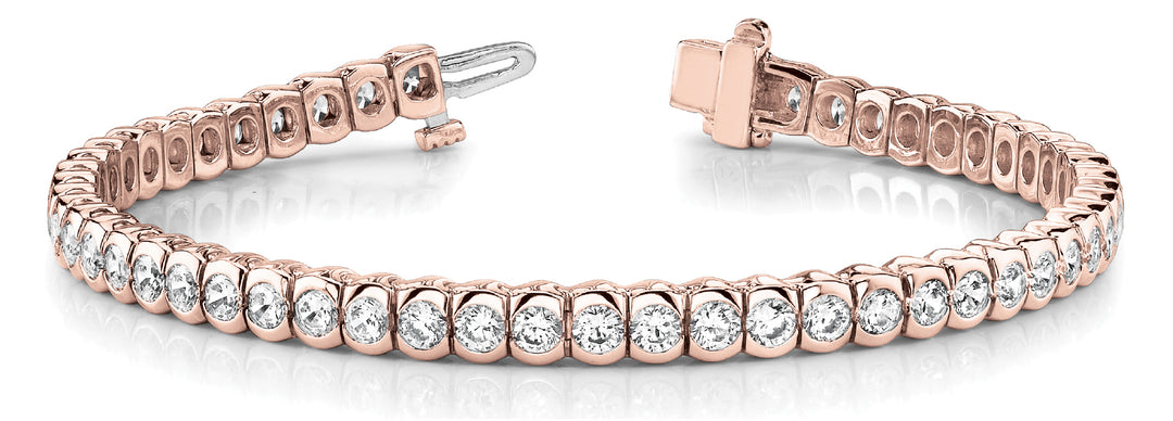 Rose Gold 3.875ctw Round Diamond Line Bracelet