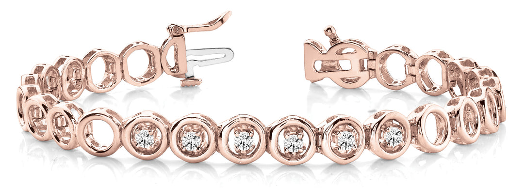 14K Rose Gold Diamond In-Line Bracelet