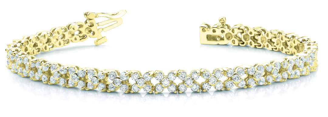 18K Yellow Gold Diamond Tennis Bracelet 4.25 CTW