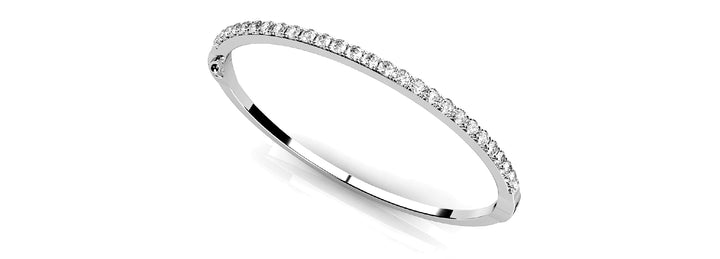 14K White Gold 2.94ctw Diamond Bangle Bracelet