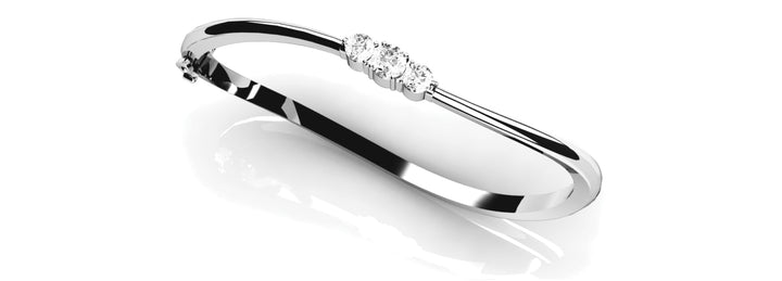 18K White Gold Round Diamond Bangle