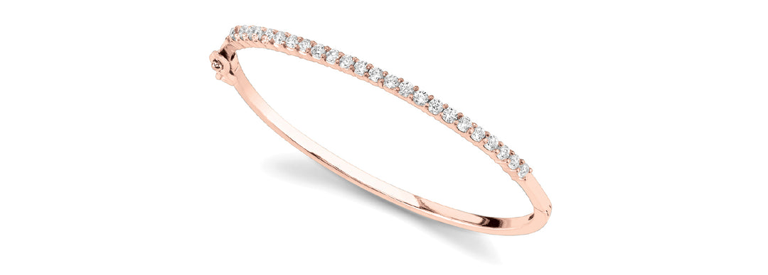 14K Rose Gold Diamond Bangle Bracelet - 1.38 ctw