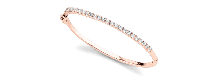 14K Rose Gold Diamond Bangle Bracelet - 1.38 ctw