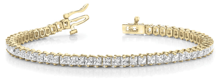 14K Yellow Gold Square Diamond In-Line Bracelet