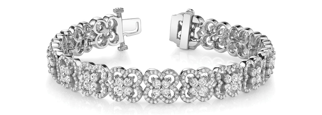 18K White Gold Multi-Diamond Fashion Tennis Bracelet