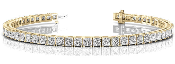 14K Yellow Gold Square Diamond Tennis Bracelet
