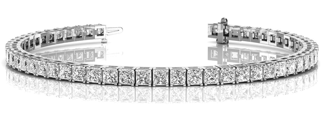 14K White Gold Square Diamond Tennis Bracelet