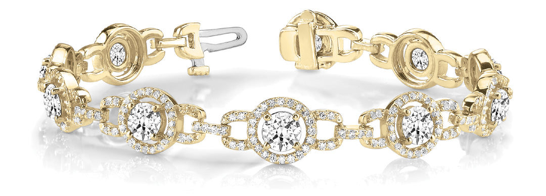 14K Yellow Gold Round Diamond Fashion Bracelet