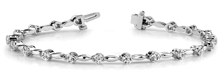 14K White Gold 3ctw Round Diamond Fashion Bracelet