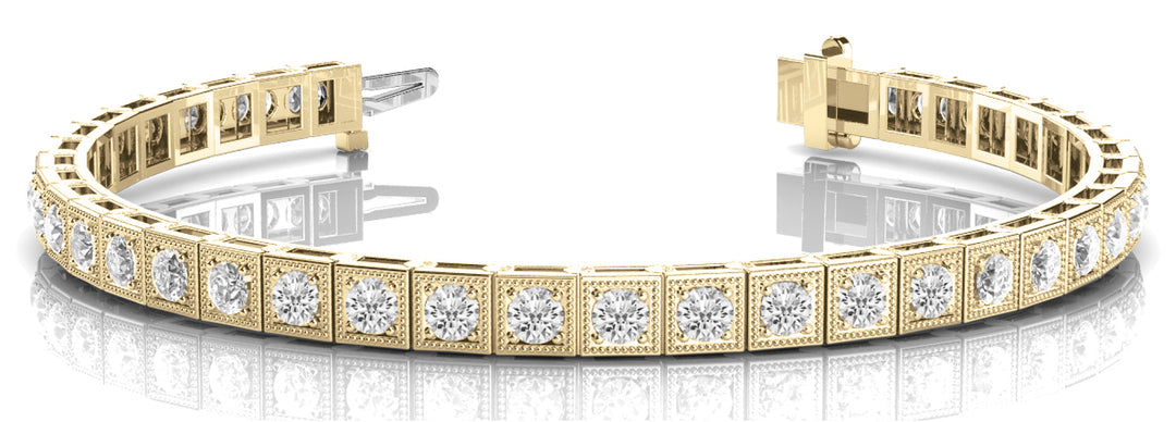 18K Yellow Gold Vintage Diamond Tennis Bracelet