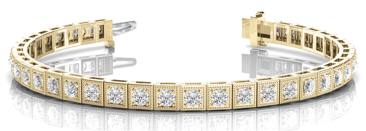 18K Yellow Gold Vintage Diamond Tennis Bracelet