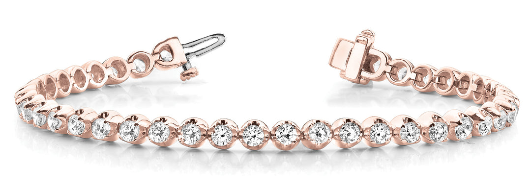 18K Rose Gold 4 ct Diamond In-Line Bracelet