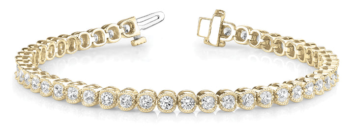 18K Yellow Gold 2ctw Round Diamond Line Bracelet
