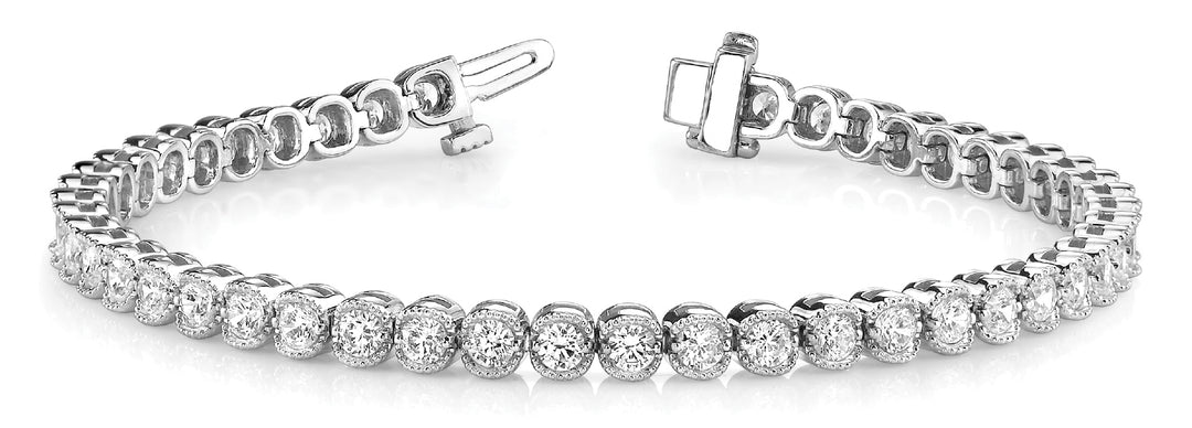 14K White Gold 2ctw Round Diamond Line Bracelet