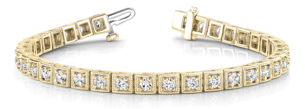 Vintage 14K Yellow Gold 2 CT Diamond Bracelet