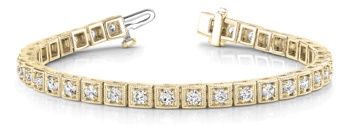 18K Yellow Gold Vintage 3.85ctw Diamond Tennis Bracelet