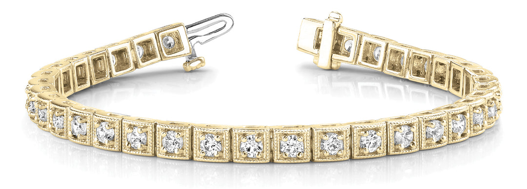 18K Yellow Gold Vintage 2.5 CT Diamond Tennis Bracelet