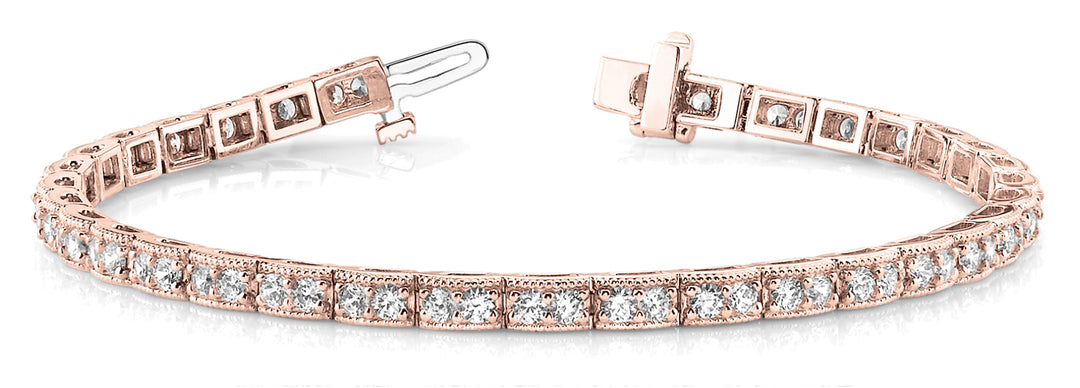 18K Rose Gold Vintage 4.20ctw Diamond Tennis Bracelet
