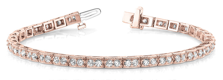 18K Rose Gold Vintage 4.20ctw Diamond Tennis Bracelet