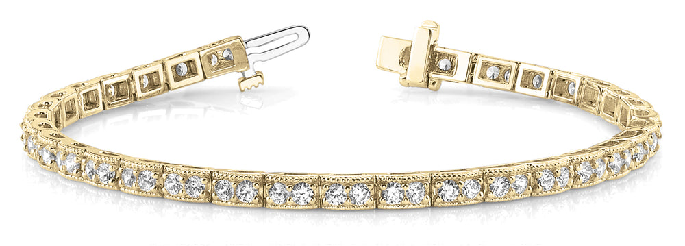 14K Yellow Gold Vintage 3ctw Diamond Tennis Bracelet