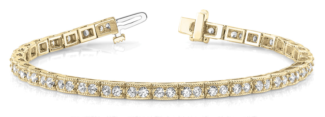 18K Yellow Gold Vintage 4.20ctw Diamond Tennis Bracelet