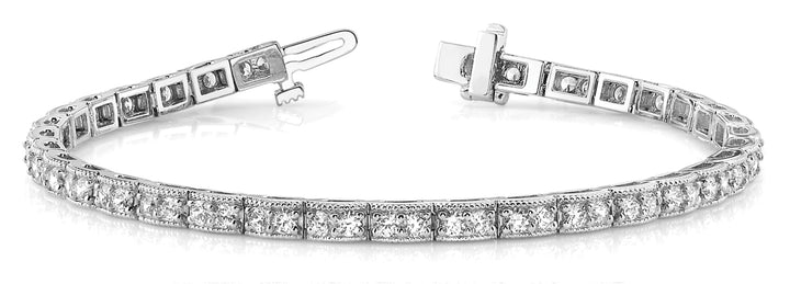 Platinum 4.20ctw Vintage Round Diamond Bracelet