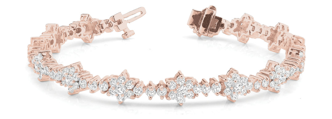 Rose Gold Multi-Diamond Fashion Tennis Bracelet