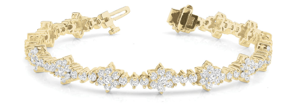 14K Yellow Gold Diamond Fashion Tennis Bracelet