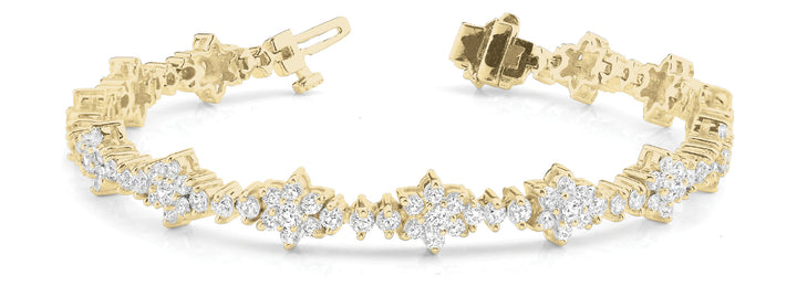 14K Yellow Gold Diamond Fashion Tennis Bracelet