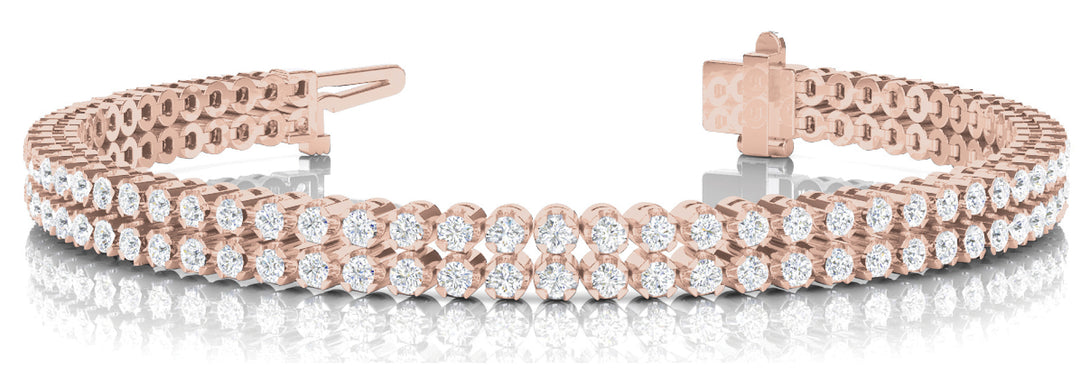 18K Rose Gold 4.41ctw Multi-Row Diamond Bracelet
