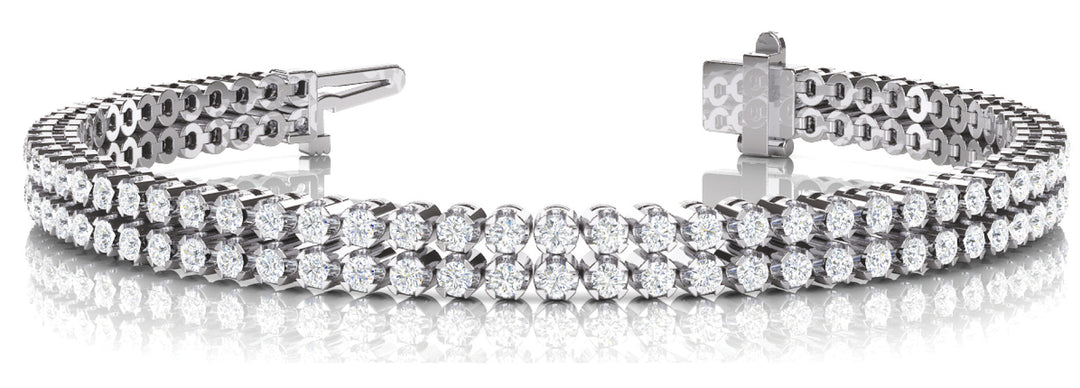 18K White Gold 3.85ctw Multi-Row Diamond Bracelet