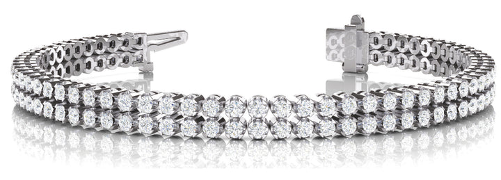 14K White Gold 3.85ctw Diamond Multi-Row Bracelet