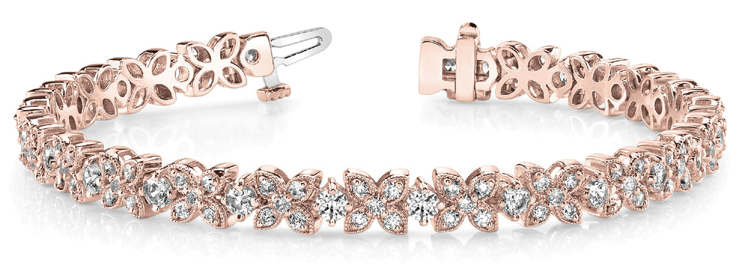 14K Rose Gold Multi-Diamond Fashion Bracelet