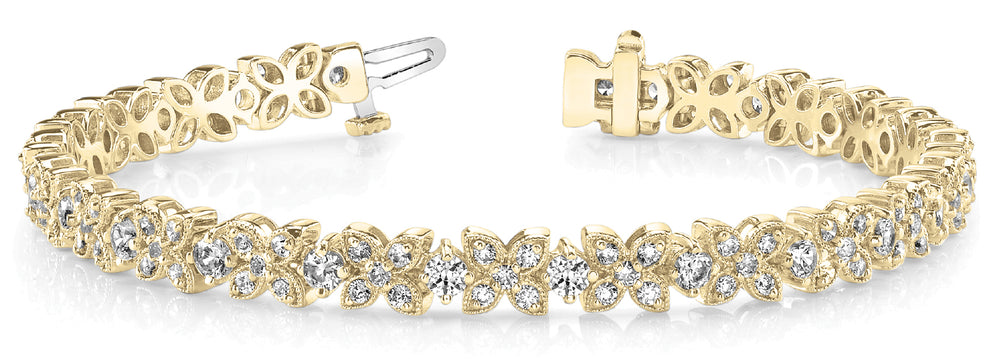 14K Yellow Gold Round Diamond Fashion Bracelet