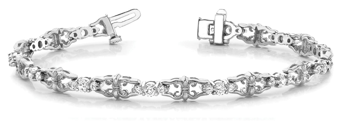 18K White Gold Round Diamond Fashion Bracelet