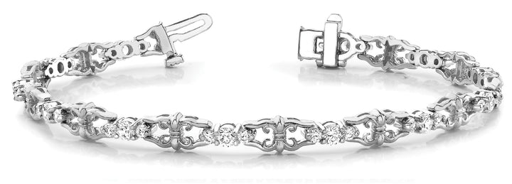 18K White Gold Round Diamond Fashion Bracelet