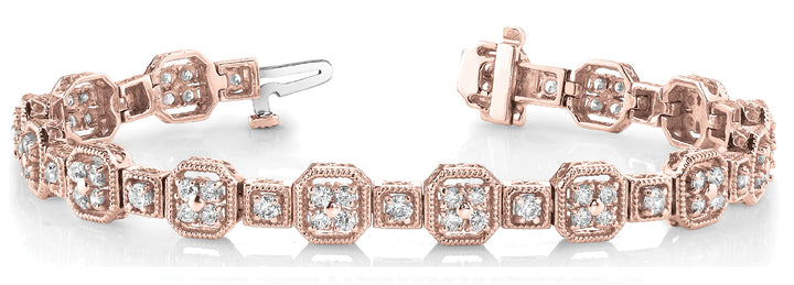 18K Rose Gold Vintage Diamond Tennis Bracelet