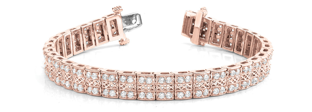 18K Rose Gold 3ctw Multi-Row Diamond Bracelet