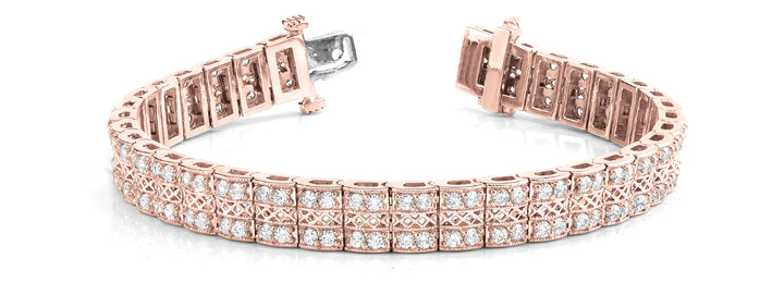 18K Rose Gold 3ctw Multi-Row Diamond Bracelet