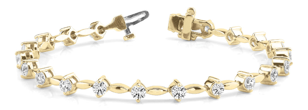 14K Yellow Gold Round Diamond Fashion Bracelet